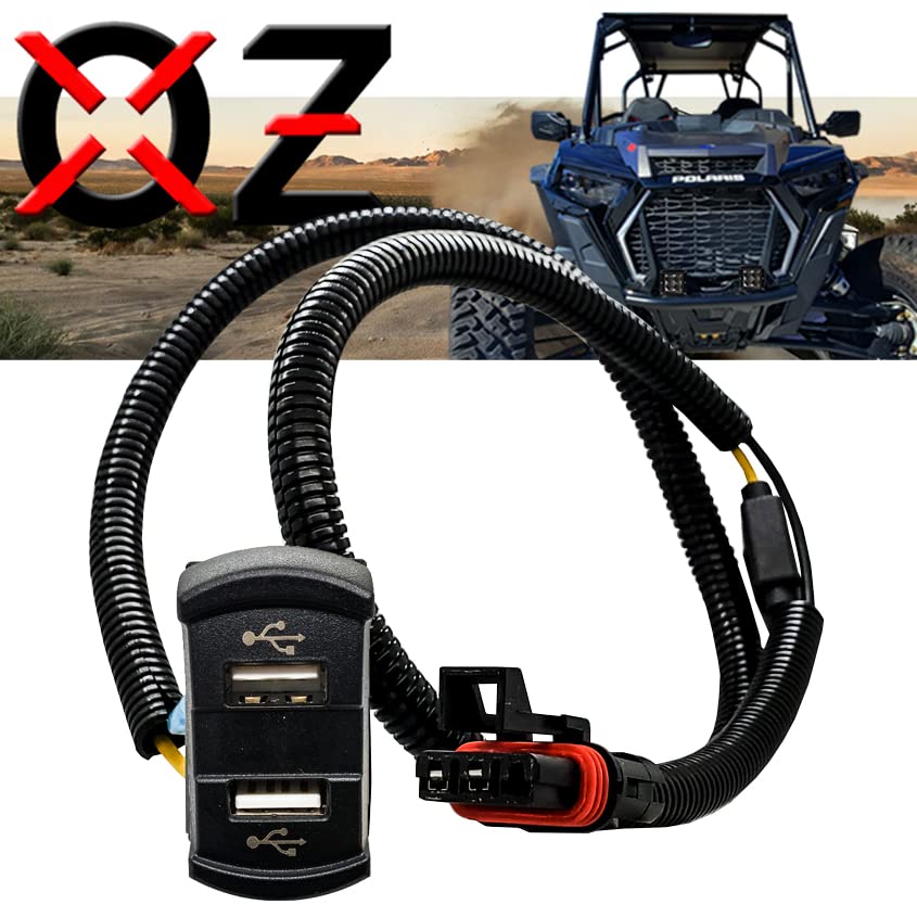 Miniatura 5 de OZ-USA Enchufe de barra bus de alimentación con cargador de puerto USB dual compatible con Polaris RZR Pro Ranger Crew XP (rectángulo + voltímetro)