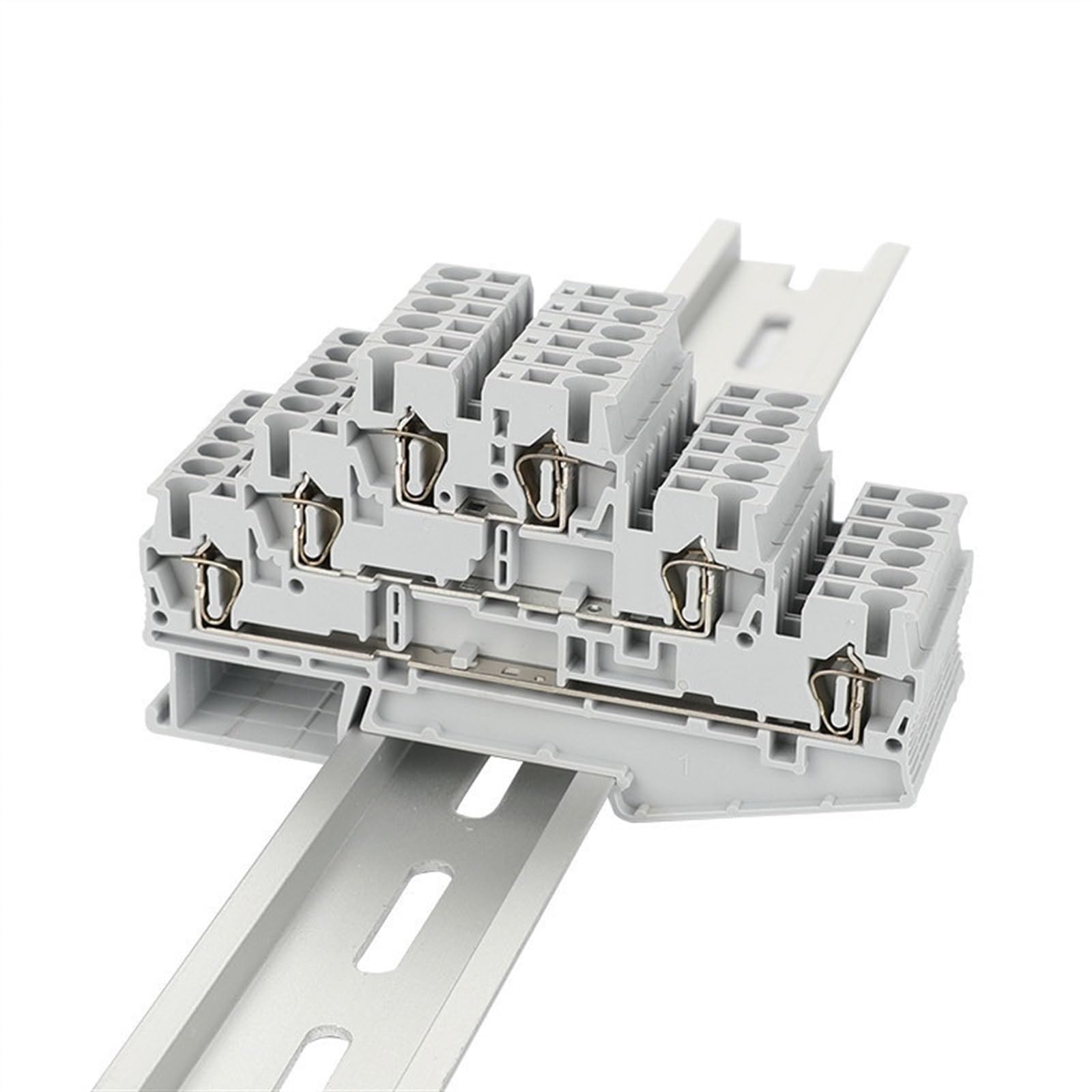 Terminale connettore 5 pezzi ST2.5-3L gabbia a molla 2.5mm2 3 livello tre cablaggio spina del cavo elettrico ST 2.5-3L morsettiera su guida Din(Blue)