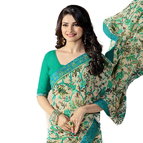 Image of RAJESHWAR FASHION WITH RF Women's Printed Georgette Saree For Women With Jacquard Work Lace Border With Blouse Piece(Multicolored Free Size 6.30 Mtr Variation)