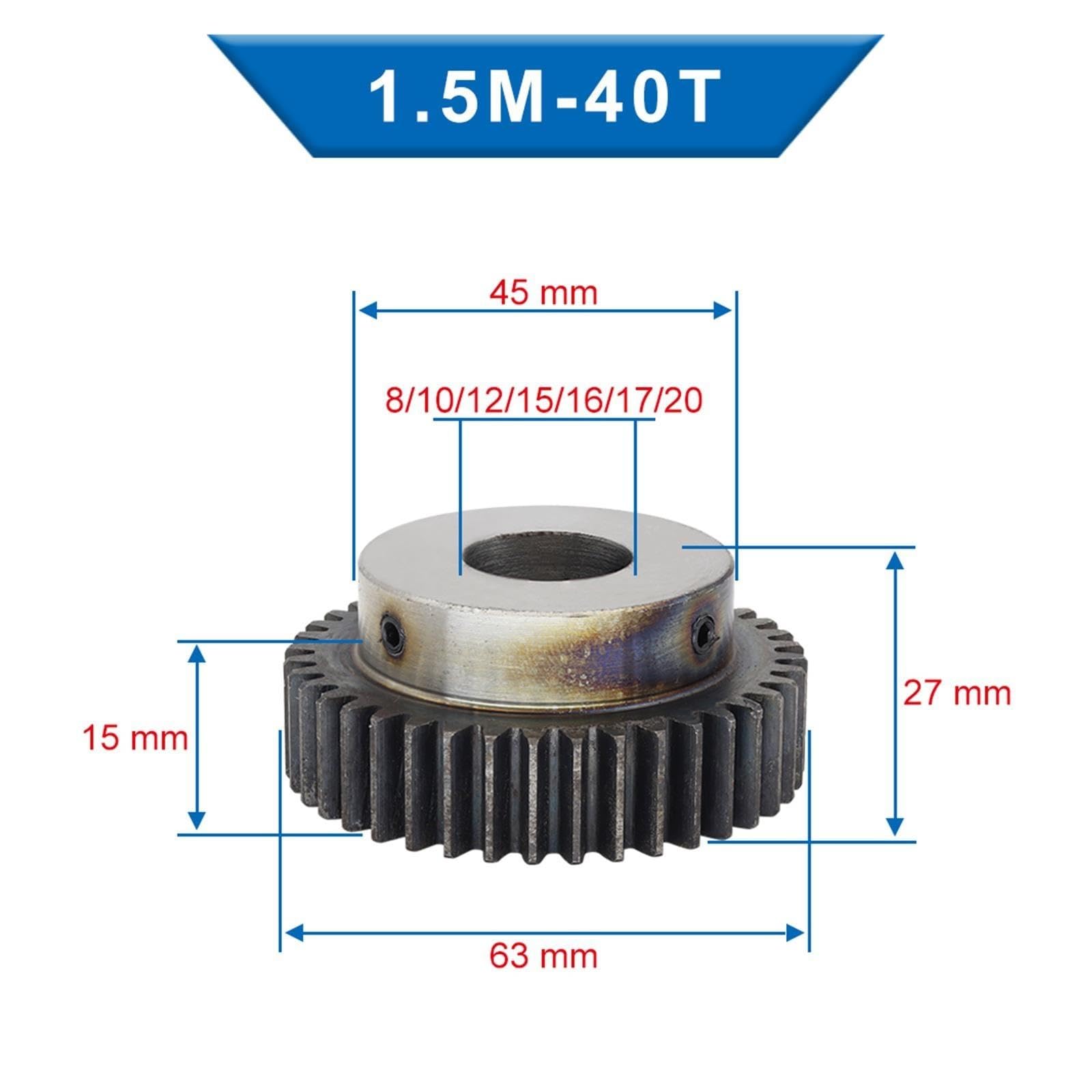 1,5M Stirnrad 40T Bohrung 8-20mm For Motor