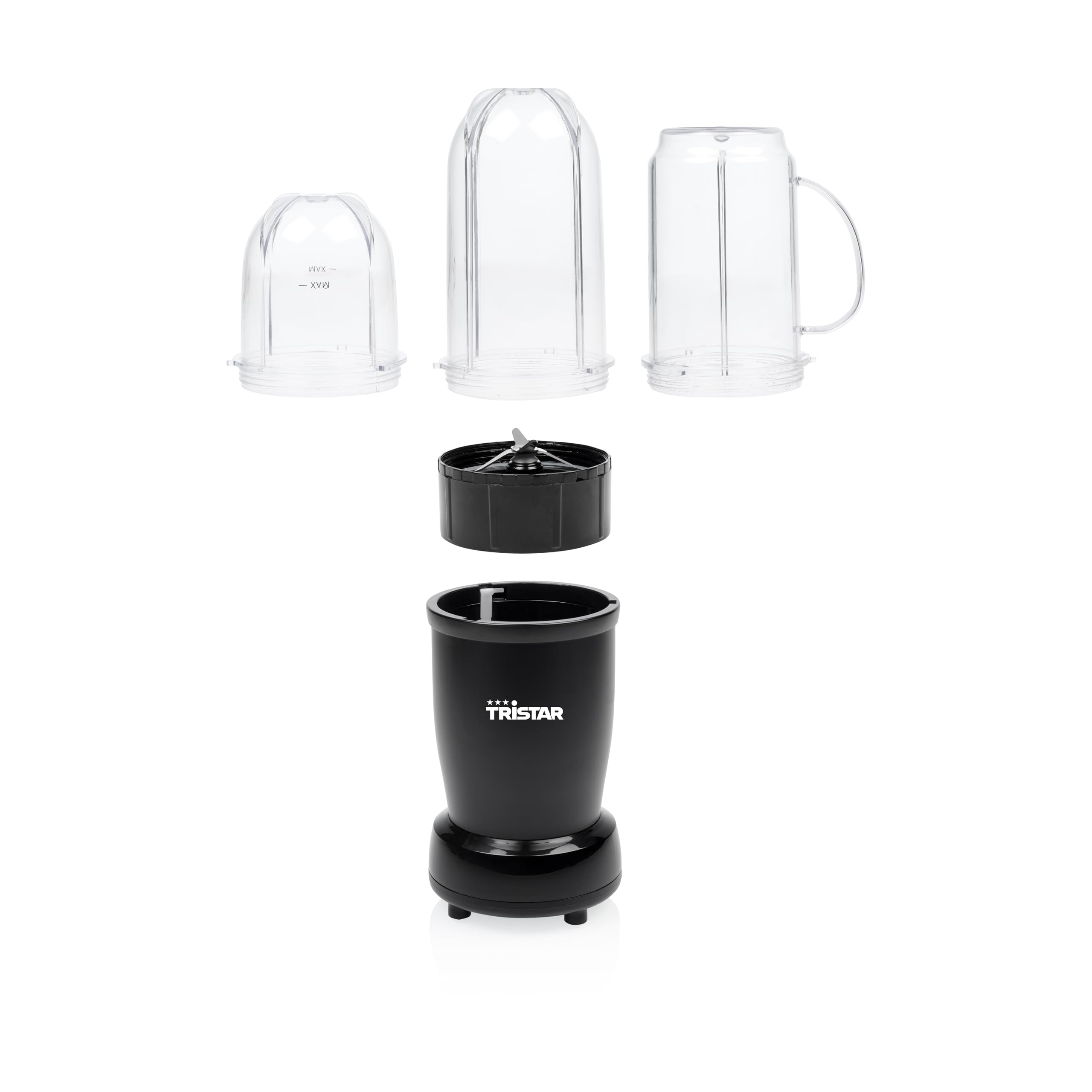 Tristar Frullatore per Smoothie, Motore da 350 W, Borraccia da 0,5 L per Asporto, 3 Bicchieri con Coperchi, Parti Lavabili in Lavastoviglie, BL-4486