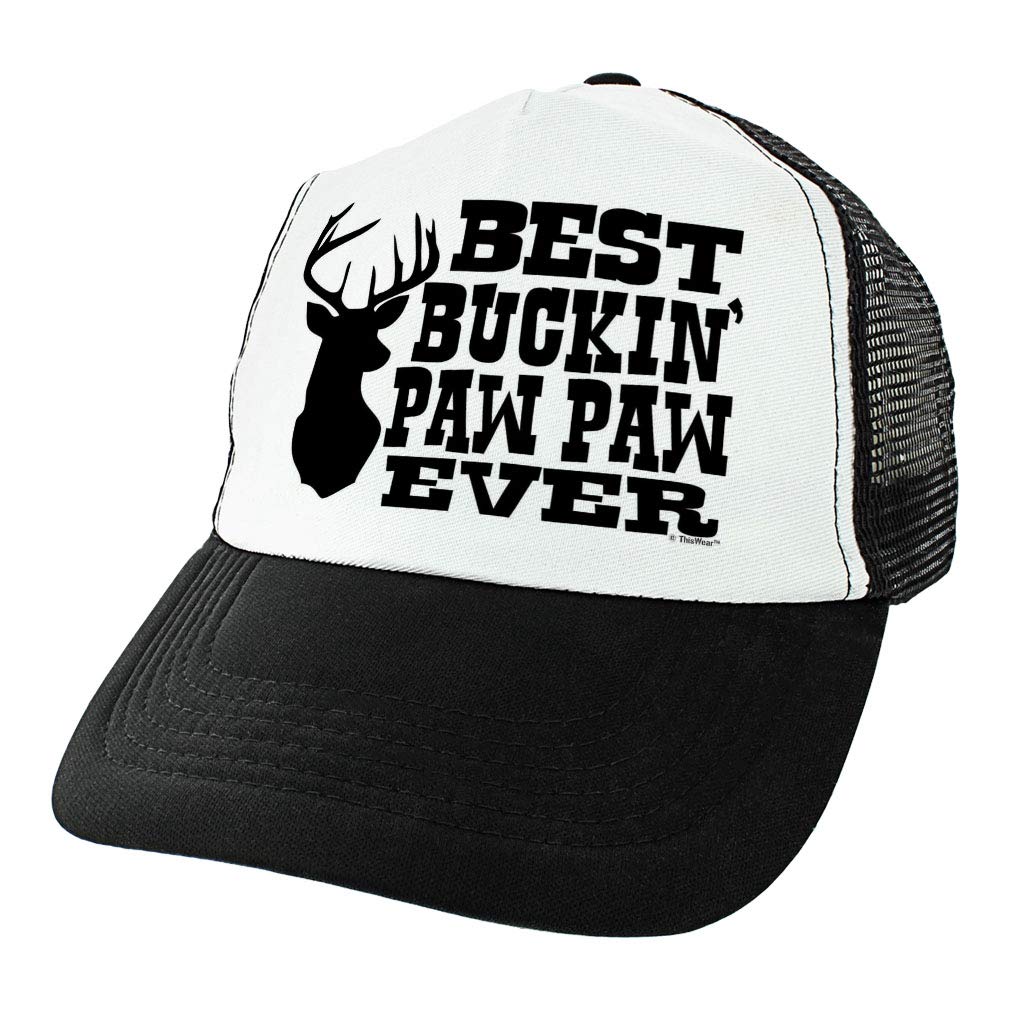Paw Paw Hunting Gifts Best Buckin' Paw Paw Trucker Hat Paw Paw Presents for Men Hunter Trucker Hat Black