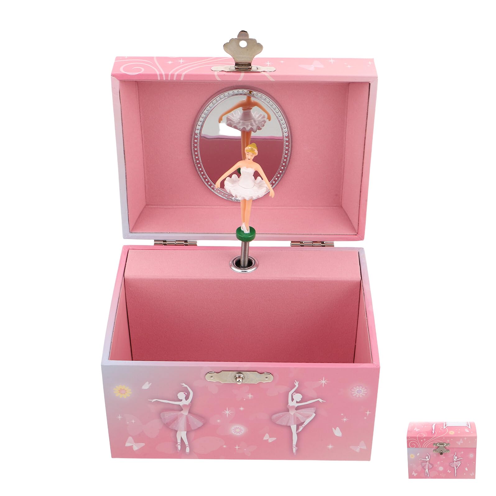 SHINEOFI Joyero Musical para Niñas con Bailarina Giratoria Caja de Música de Ballet con Espejo Almacenamiento Organizado de Joyas Diseño Rosa para Cumpleaños y Obsequio Infantil
