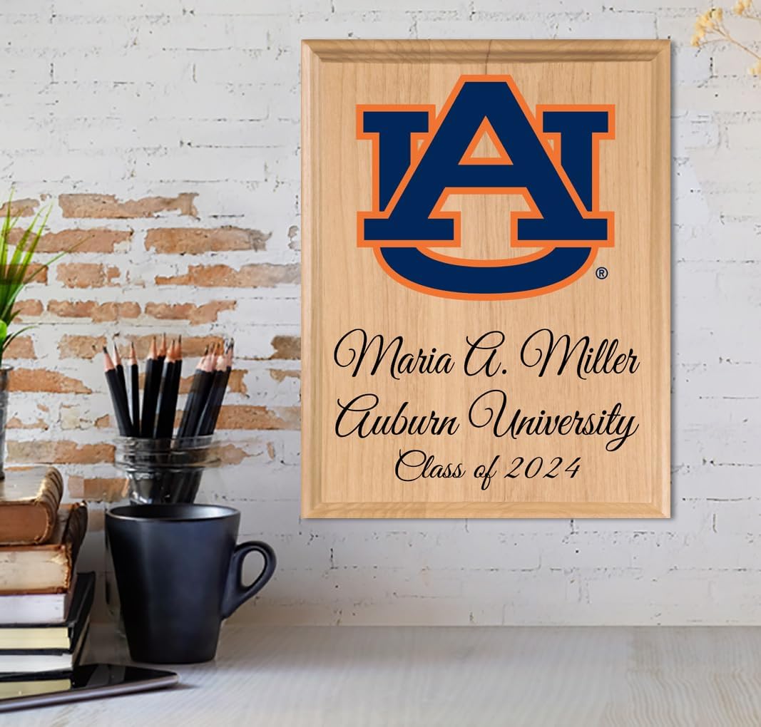 Official Auburn University Class Year Plaque - Tigers Student or Graduation Gift – Custom Name & Class Year - for Students, Grads & Alumni - Personalized Solid Wood Keepsake – 11 x 8.5