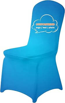 Custom Chair Covers Add Your Logo Photo Text Personalized Stretch Polyester Spandex Chair Cover Stool Seat Cover for Wedding Party Dining Banquet