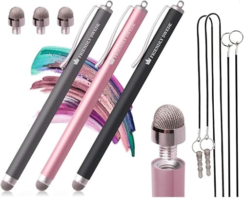 The Friendly Swede lápices Hybrid Stylus con punta reemplazable microtejida, con hilos, tela y puntas de repuesto (3paquetes)