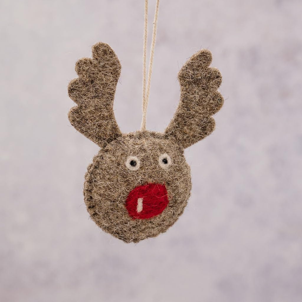 Arthur Cameron Brown – Handcrafted Felt Rudolph Tree Decoration – Luxury Mini Xmas Tree Ornaments, Elegant Christmas Table Decoration And Keepsake Christmas Ornaments For The Home