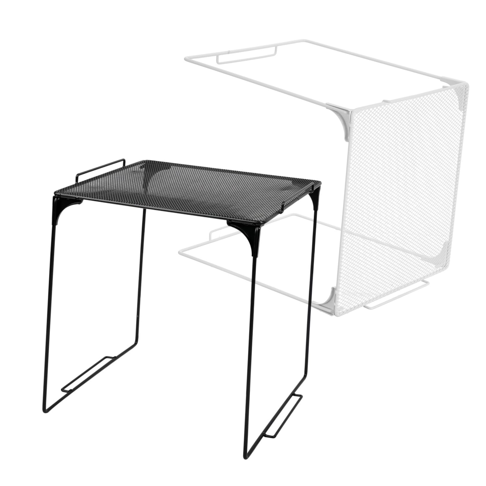 Rack da Dispensa Pieghevole Impilabile 2 Pezzi in Metallo