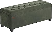 SONGMICS Velvet Storage Ottoman Bench with Legs - 660 lb Capacity, 27 Gal Storage Chest, Footrest End of Bed, 15.7x43x15.7in Forest Green ULSF089C01