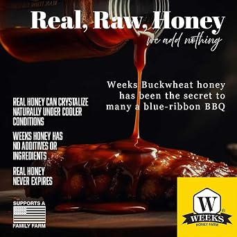 Weeks Honey Farm Raw Unfiltered Buckwheat Honey, 340g / 12 oz, Bear Bottle