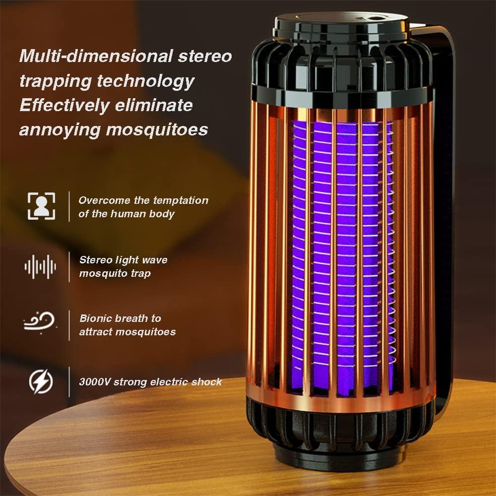 Lampada antizanzare Ricaricabile - Zapper Elettrico per Uso Interno ed Esterno, Trappola per Mosche a Luce UV, insetticida a Parete per Campeggio e Cucina Domestica Verde a Batteria