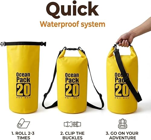 Miniatura 6 de Bolsa seca flotante impermeable de 5L/10L/15L/20L para mujer, mochila seca ligera y duradera para kayak, natación, campamento, senderismo, suave