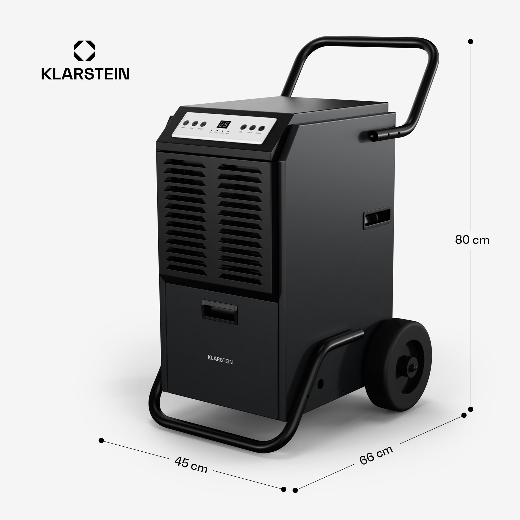 Klarstein DuraDry 50L Osuszacz powietrza - Elektryczny, 52 dB, Zbiornik 5,5 L, Automatyczne odszranianie, Filtr do mycia, Timer 24h, Do piwnicy i dużych pomieszczeń do 80 m², Antracytowy