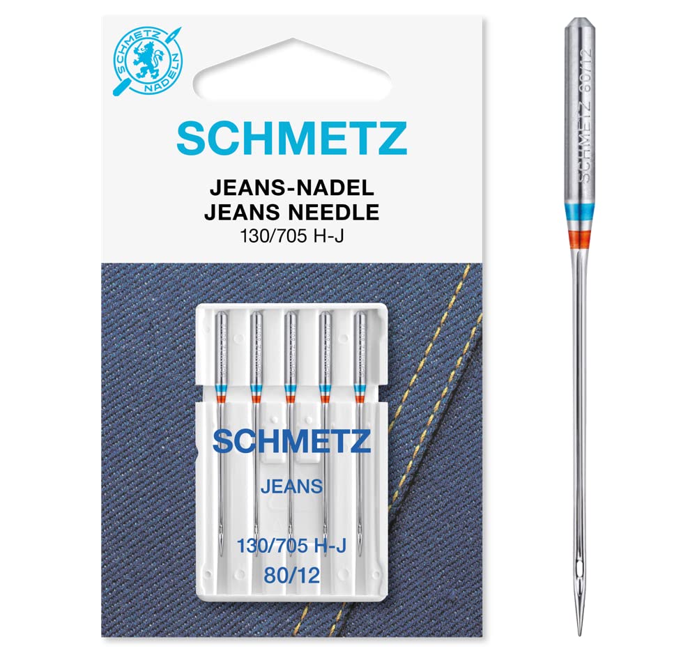 Schmetz Single Packet Sewing Machine Needles - Jeans (Denim), Size: 80/12,