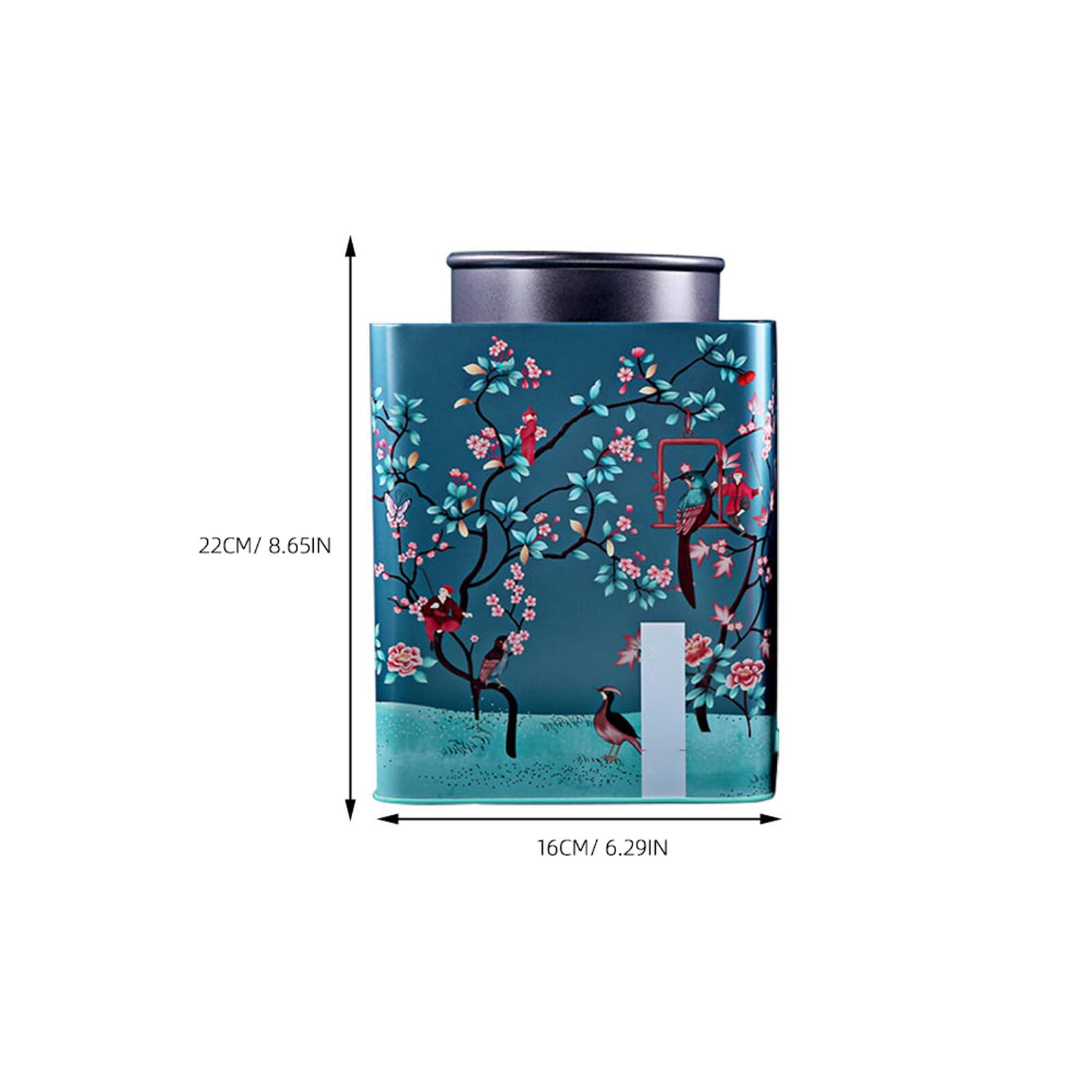 Zerodeko Lata de Té Azul y para Almacenamiento y Obsequio de Hojalata con Bolsa para Proteger y Mantener Limpias, Diseño Festivo