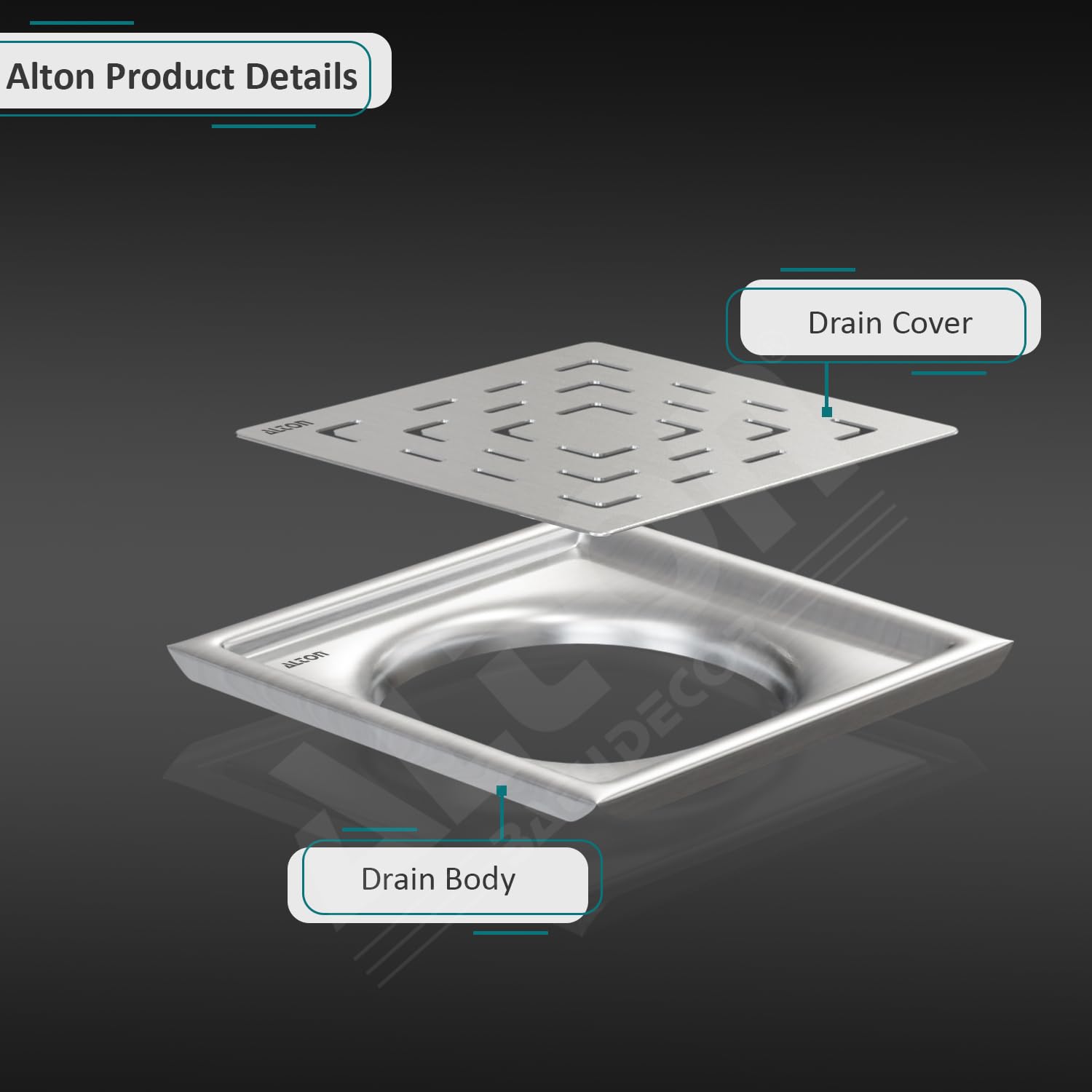 Alton SS304 Bathroom Grating - 5x5 Inch -3