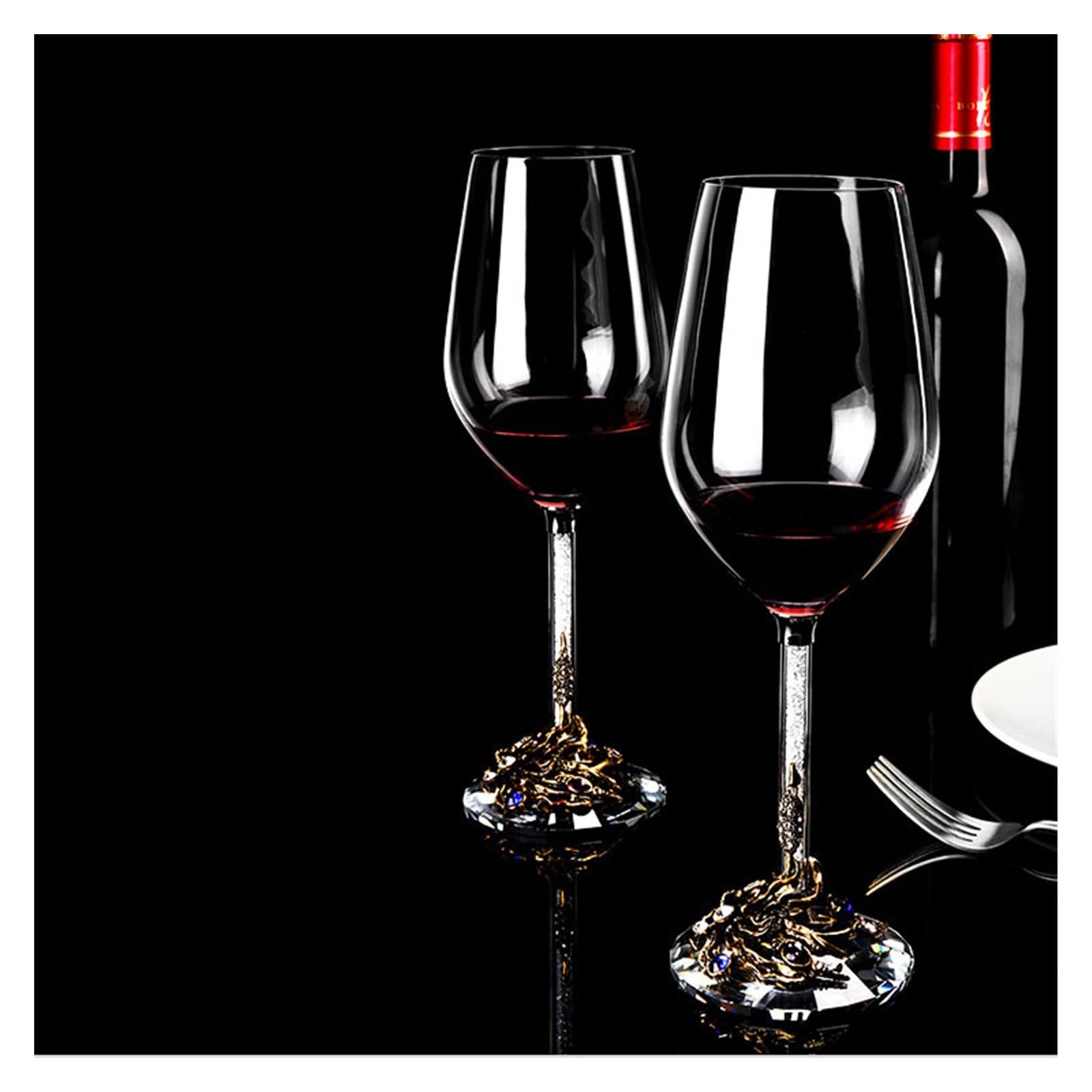 Caraffa decantatore vino Set di bicchieri da vino rosso in cristallo smaltato, calice for la casa, decanter for(Gold)