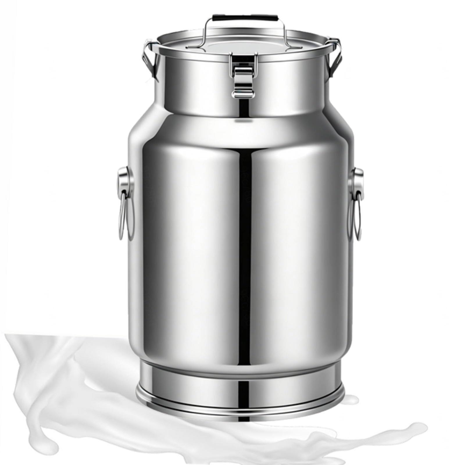 bidon a Lait INOX 2.5/5/10/15/20/25/30 litres, bidon de Lait INOX for À Vin Baril Seau À Eau Huile Réservoir À Thé avec Couvercle Scellé,A-25L