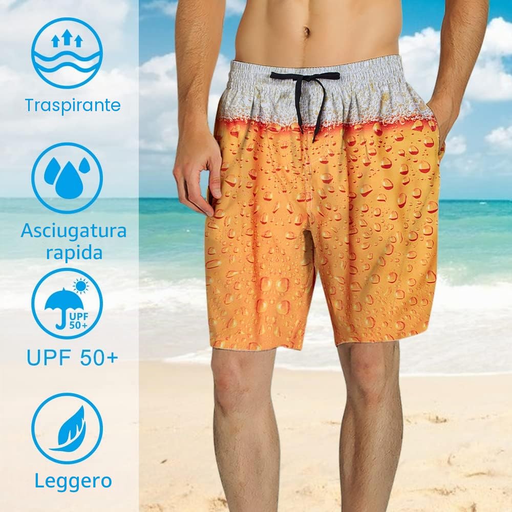 Loveternal Uomo Costume da Bagno Quick Dry Pantaloncini da Spiaggia Stampato Swim Trunks