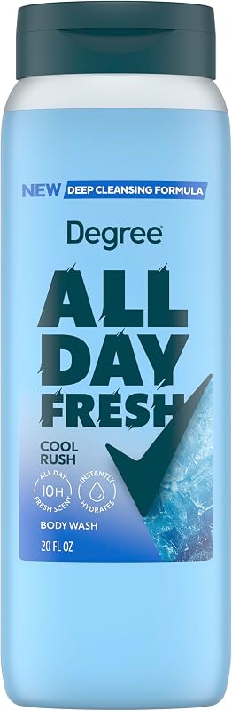 All Day Fresh Body Wash Cool Rush Deep Cleansing 20 FO 20 fl oz | For freshness routines, Helps keep you fresh for up to 10 hours, With plant-based cleansers, Plant-based ingredients