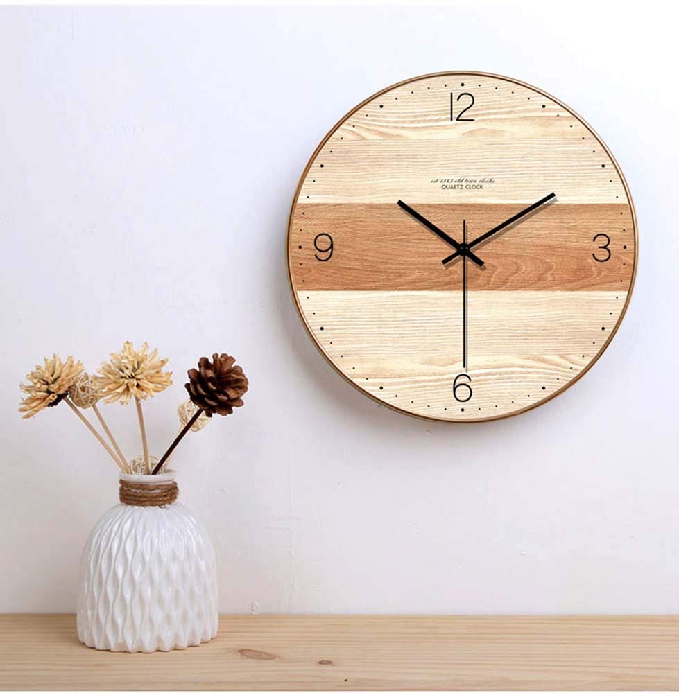 Horloge murale en bois salon suspendue silencieuse et pendule moderne bois