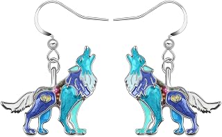 Roaring Wolf Earrings Enamel Zinc Alloy Fashion Jewelry Dangle Earrings for Women Girls Wolf Gifts