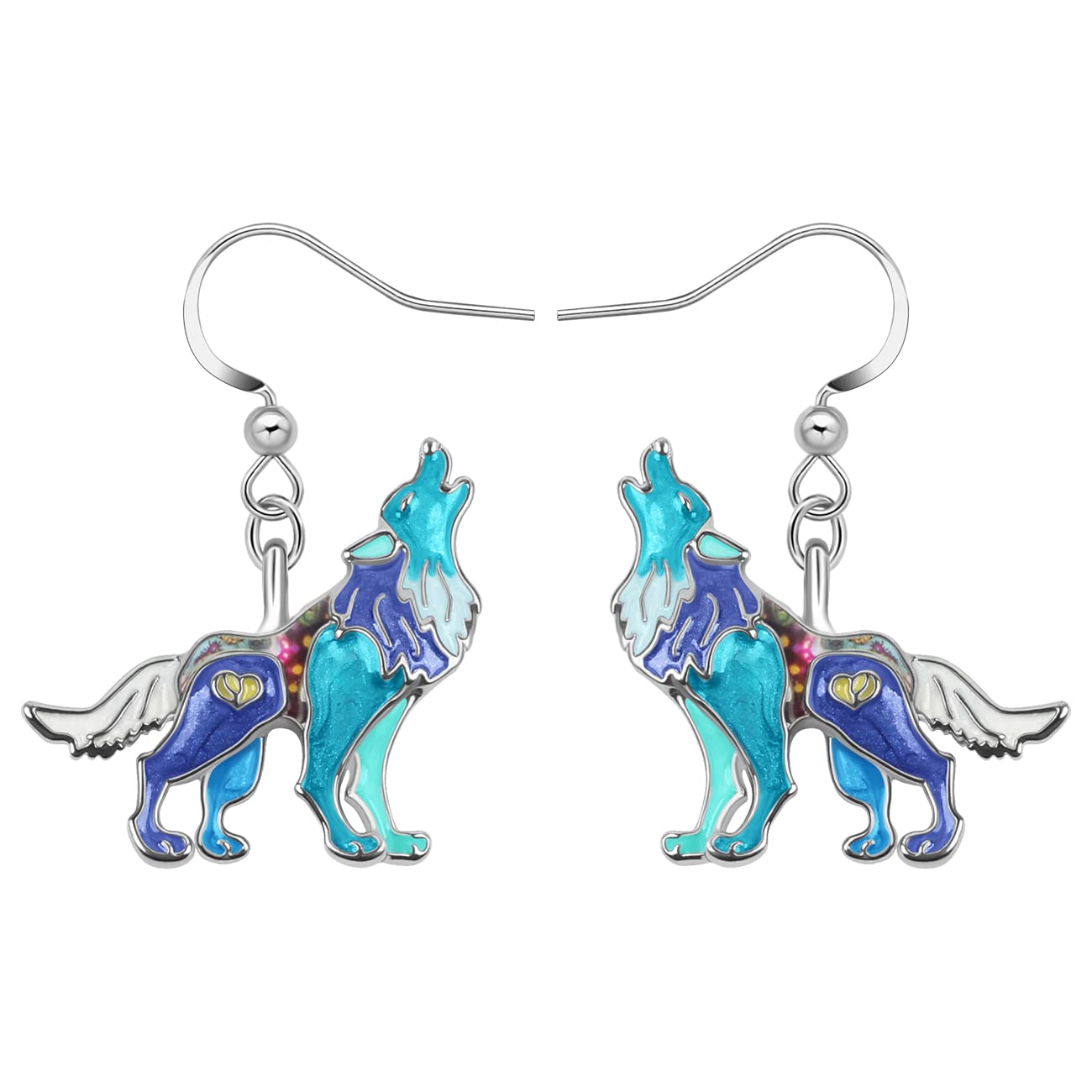 YAYAKO Roaring Wolf Earrings Enamel Zinc Alloy Fashion Jewelry Dangle Earrings for Women Wolf Gifts