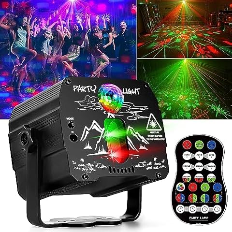Party DJ Lights with Remote Control, Portable Mini Disco Ball Stage Light, Sound Activated USB Powered Bright RGB Led Projector Strobe Lamp for Room Home Decor Birthday Gift Bar Rave Karaoke Xmas Show Cover