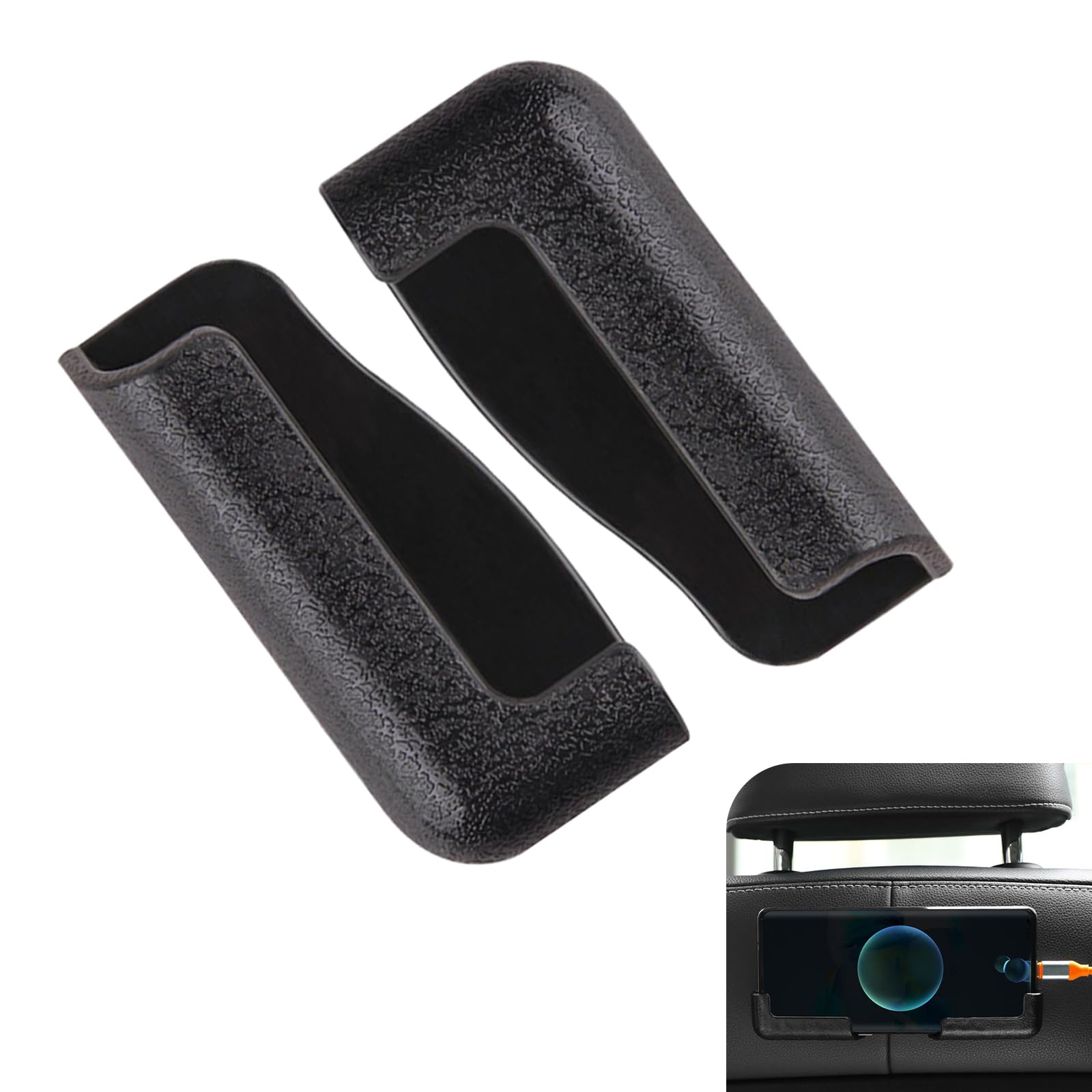 2 PCS Car Mobile Phone Bracket, Multifunctional Dashboard Phone Mount, Self Adhesive Car Phone Holder, Adjustable Width Car Cell Phone Holder (Black)