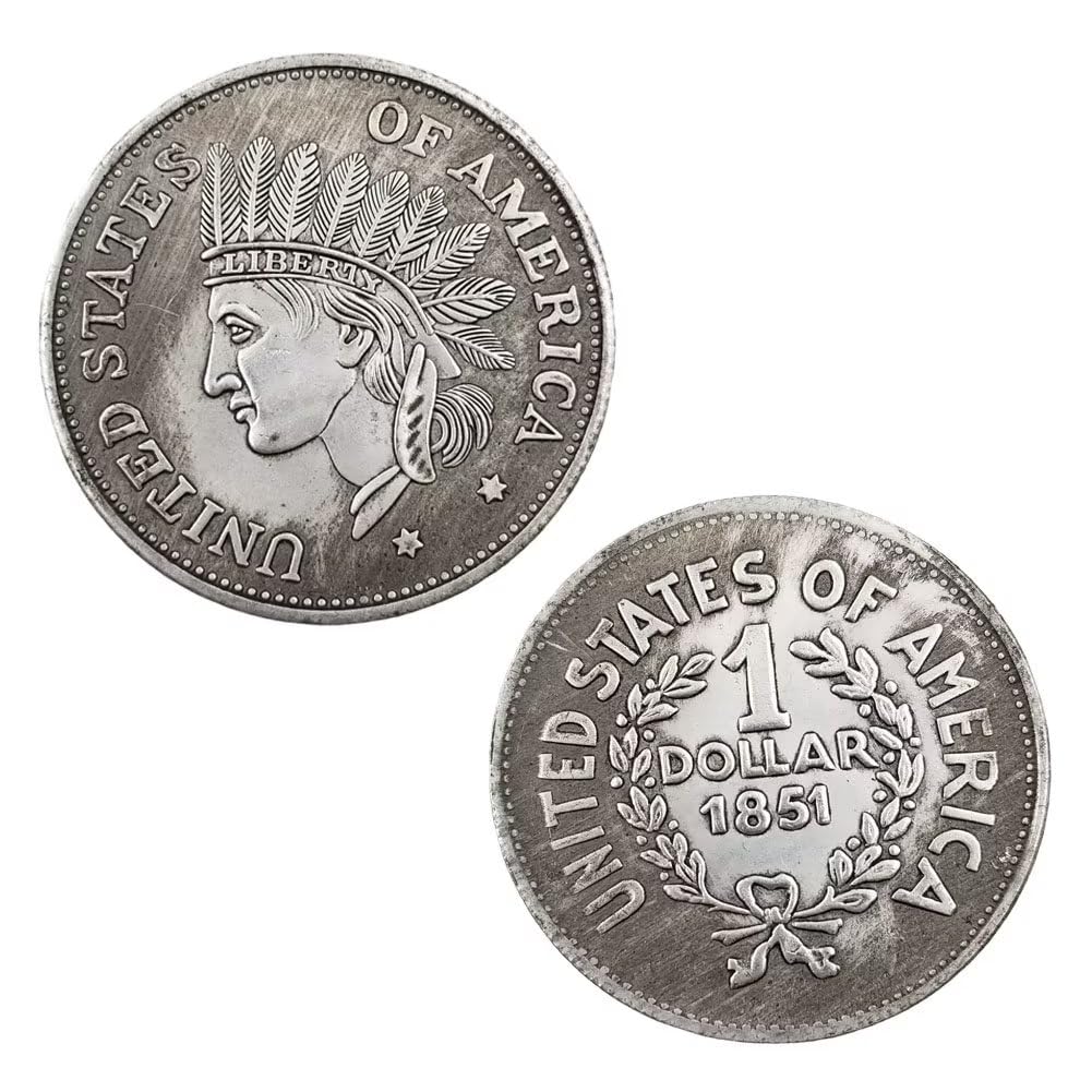 Amazon.com: Metal 1851 摩根一美元硬幣,美國舊硬幣複製品收藏美國硬幣紀念品派對禮物: 藝術古董收藏