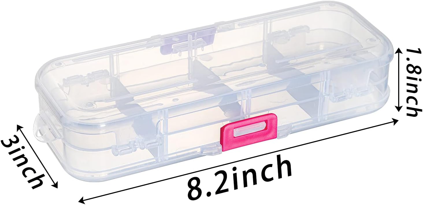 SOUJOY 6 Pack Double Deck Pencils Box, Clear Stationery Box with Snap-Tight Lid, Plastic Large Capacity Pen Case Organizer with with 4 Compartment for Office Supplies Organization image 2