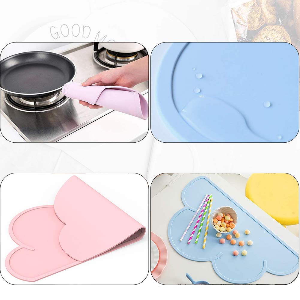 Tovaglietta Silicone Anti-Scivolo A Nuvola Per Bambini - Impermeabile, Lavabile, Rosa - Foto 4