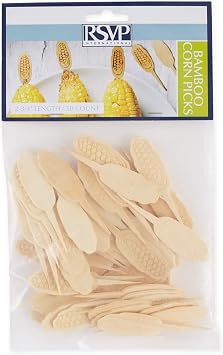 RSVP International Corn On the Cob Holders/Appetizer Picks Set Protect Hands from Heat & Mess, Disposable, 50-Count, Bamboo