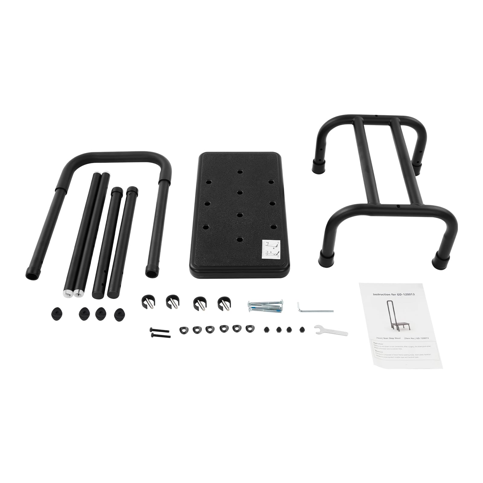 Haushaltstritt rutschfest Tritthocker Trittstufe mit höhenverstellbarem Griff Badewannenstufe Fußhocker Tragkraft 136kg für Küchen, Bädern, Schlafzimmern, Garagen (schwarz)