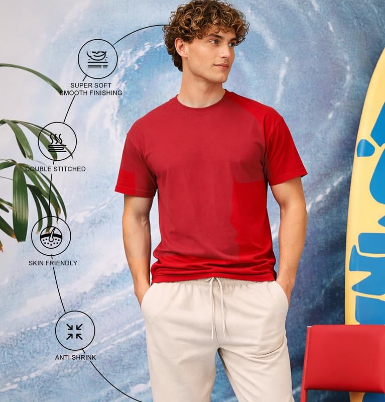 Image of Sleepynuts Men's Regular Fit Round Neck Half Sleeves Solid Casual Wear T-Shirt