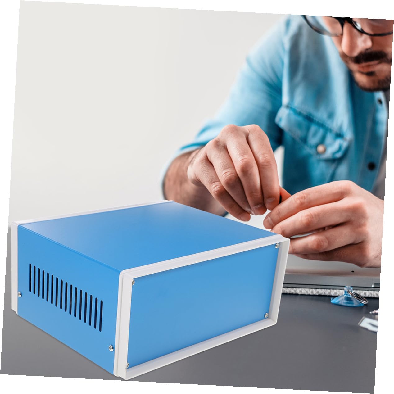 Metall Anschlusskasten Blau, Selbstgemacht Elektro Gehäuse mit Schrauben