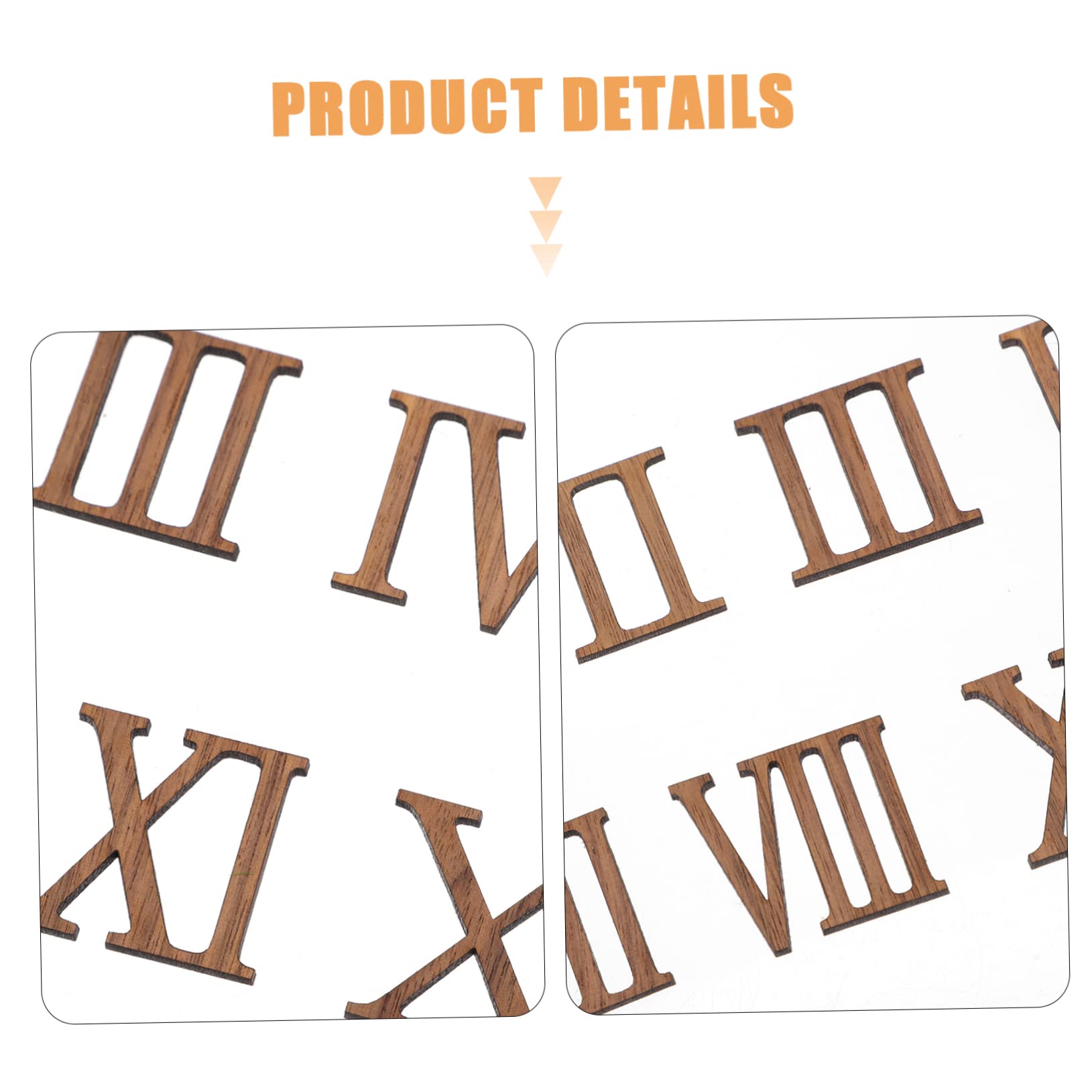 VILLCASE 36 STK Ersatz Uhrnummern Wanduhrzahlen Ziffern für Ziffernblatt Holz Light Brown