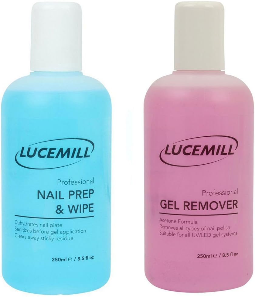 250ml LUCEMILL GEL (PURPLE) REMOVER + 250ml LUCEMILL NAIL PREP & WIPE CLEANSER ACETONE POLISH UV/LED