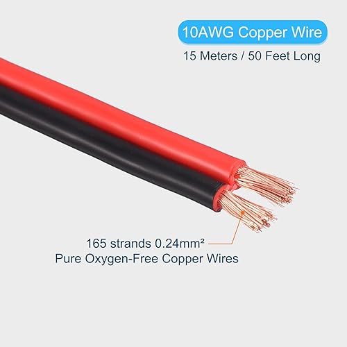 Miniatura 9 de MECCANIXITY Cable eléctrico 10AWG 10ft 2468 Cable eléctrico Cable de PVC Cable de cobre rojo negro Cable para tiras LED Lámparas Iluminación