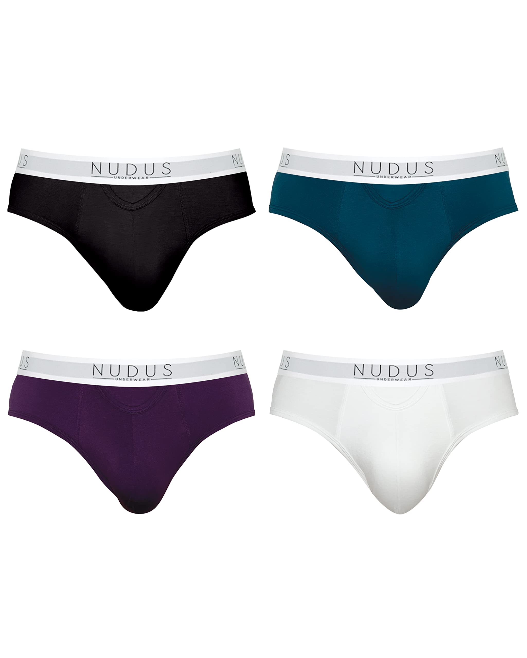 NUDUS UNDERWEARNUDUS Men's Stylish Bamboo Rayon Soft Underwear With Fly - Pack Of 4 Gift Box