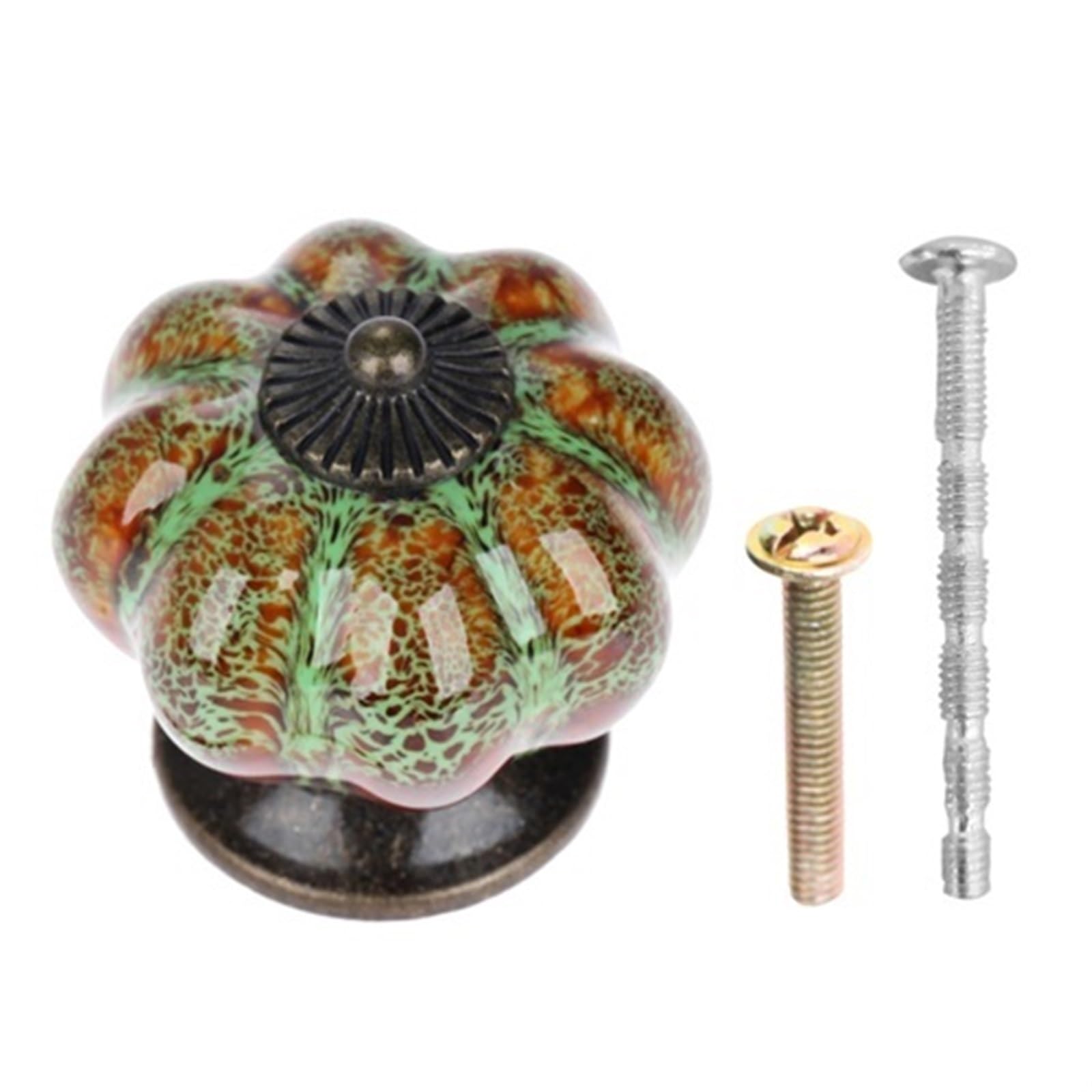 WLIHDB 5Pairs Antique Pumpkin Ceramic Door Knob for Cabinets Cupboard Dresser Drawers Kitchen Furniture Handles Pulls for Chest of Drawer(Color4)