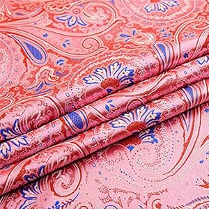 Satijnen Stof Paisley Brokaat Stof Vintage Bloemenprint Doek Voor Naaien Quilten Kleding DIY Ambachten Decor Tas Kostuum Tafelkleed Kimono Wikkeldoek Bekleding Huis Accenten 75x100cm(Color:2 PINK)