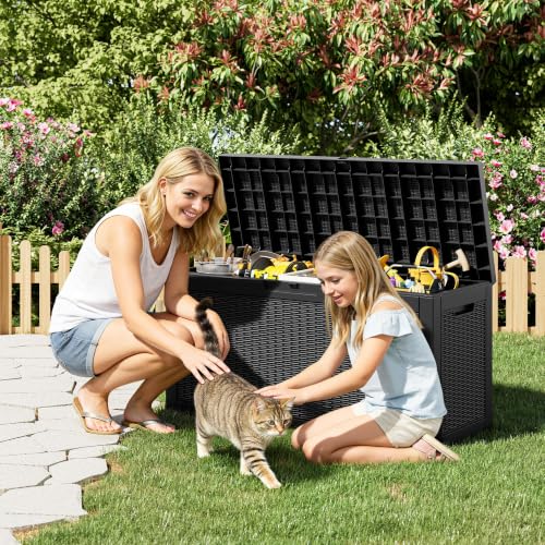 Image of Outdoor Storage Box Waterproof, 80 Gallon Deck Box for Patio Storage