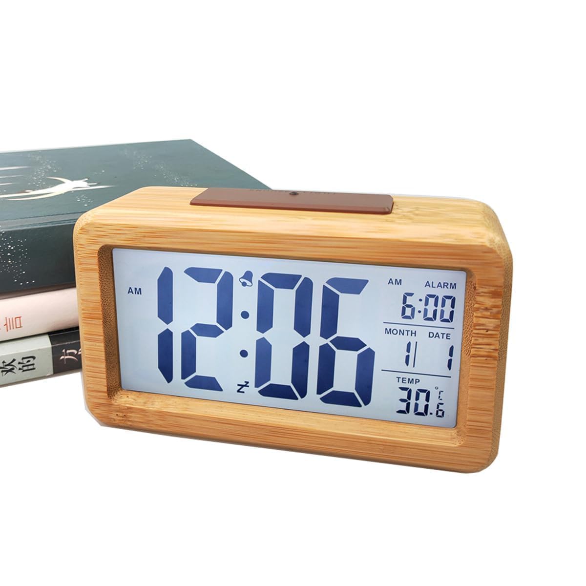 目覚まし時計 デジタル置き時計電池式 ケヤキ時計 おしゃれ木製 多機能インテリアスヌーズ機能 バックライト持ち運びが容易、寝室、ベッドサイドテーブル、机、オフィス、家族に適しています(ベージュ)