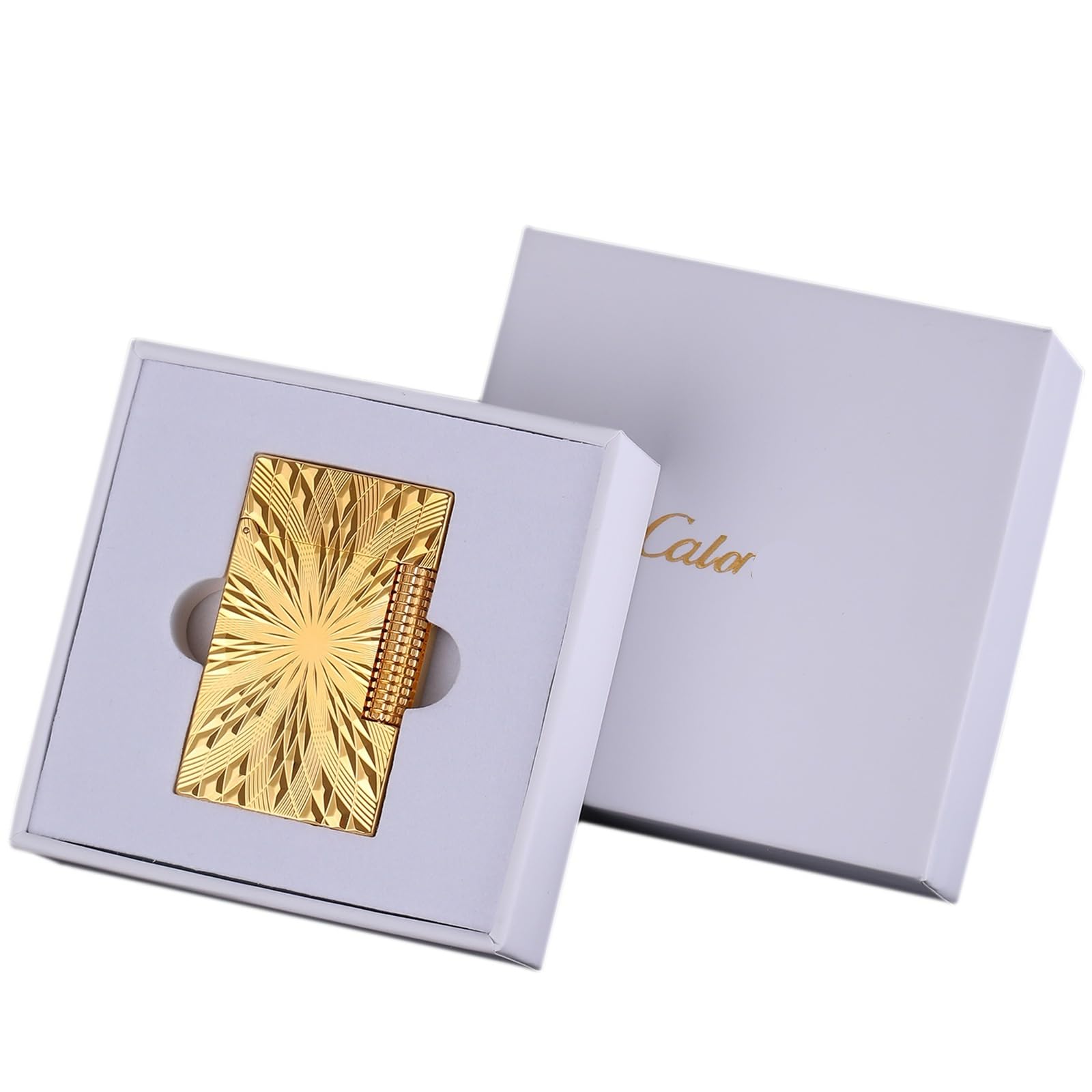 Mechero de gas butano y cobre, diseño tallado, encendedor de gabardina de encendido deslizante lateral, para hombres, padres y maridos, pieza de colección clásica