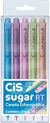 Caneta Retrátil, CIS, Sugar RT, 55.8000, 1.0mm, 5 Cores