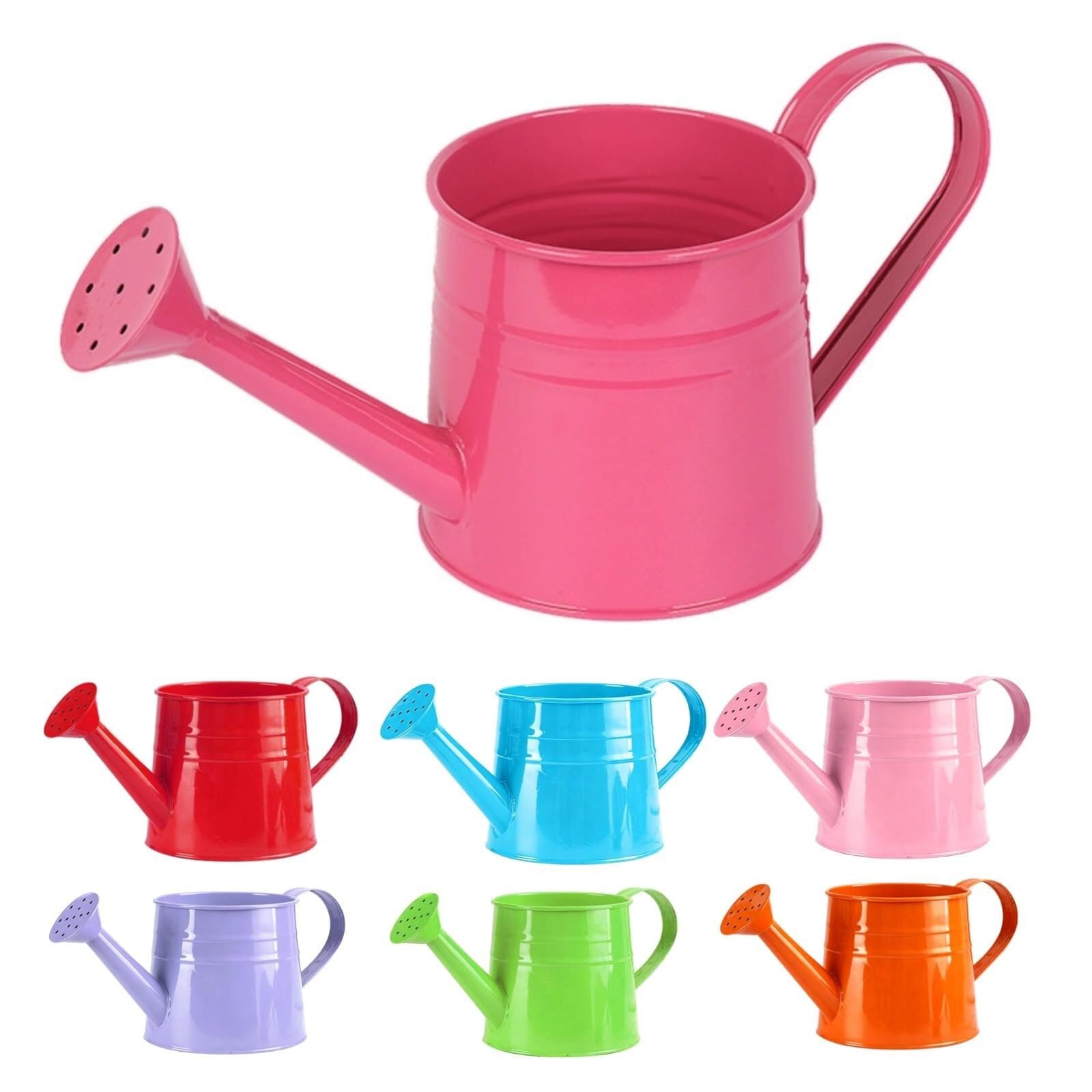 1L Pink Galvanised Steel Watering Can, Vintage Metal Pot