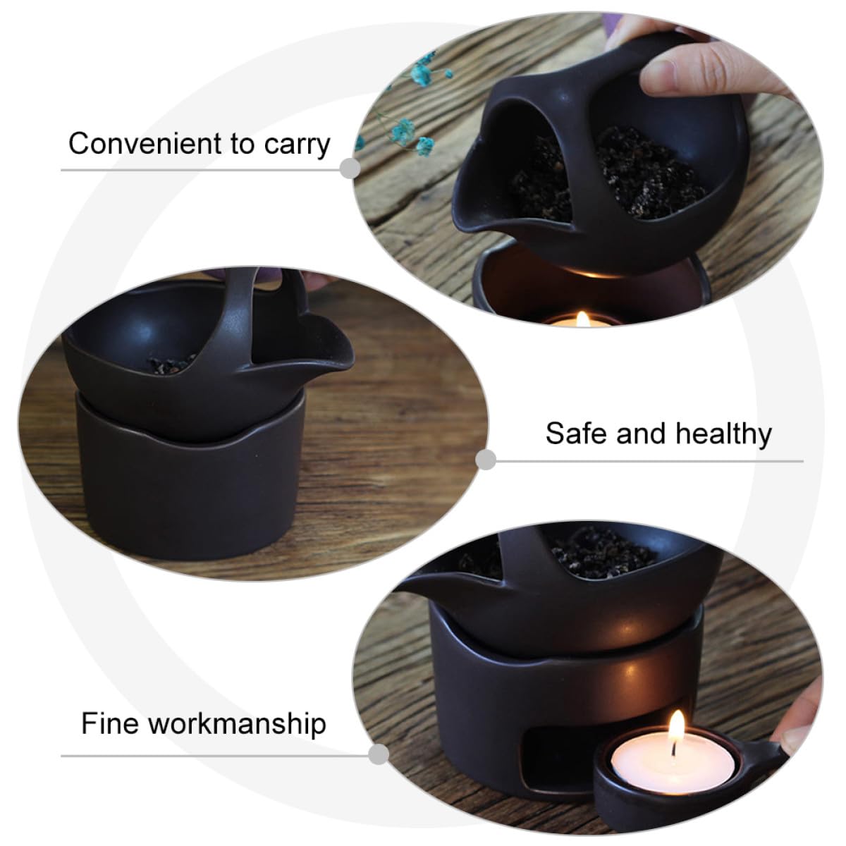 SUPVOX Infusionador de Té de Cerámica Marrón Reutilizable y Ligero Soporte para Velas, Adecuado para Preparar y Mantener el Té Caliente en Casa