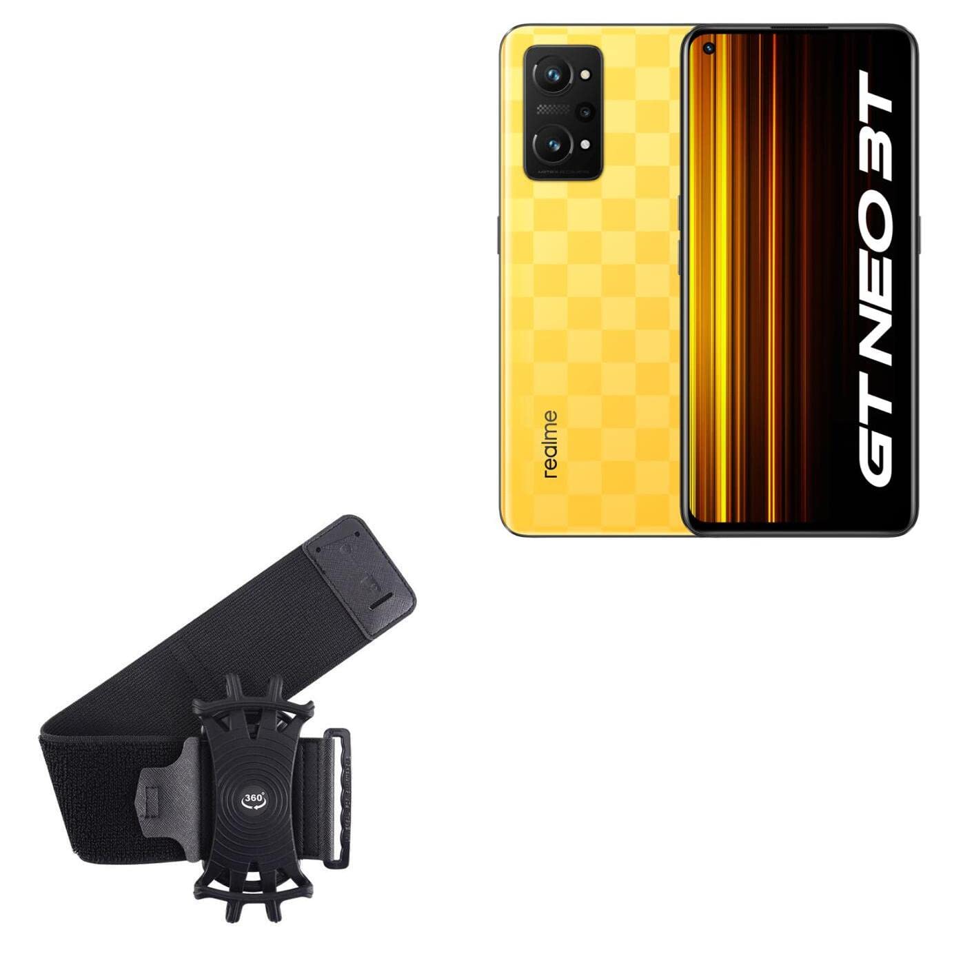 BoxWave Holster Compatible with Realme GT Neo 3T - ActiveStretch Sport Armband, Adjustable Armband for Workout and Running - Jet Black