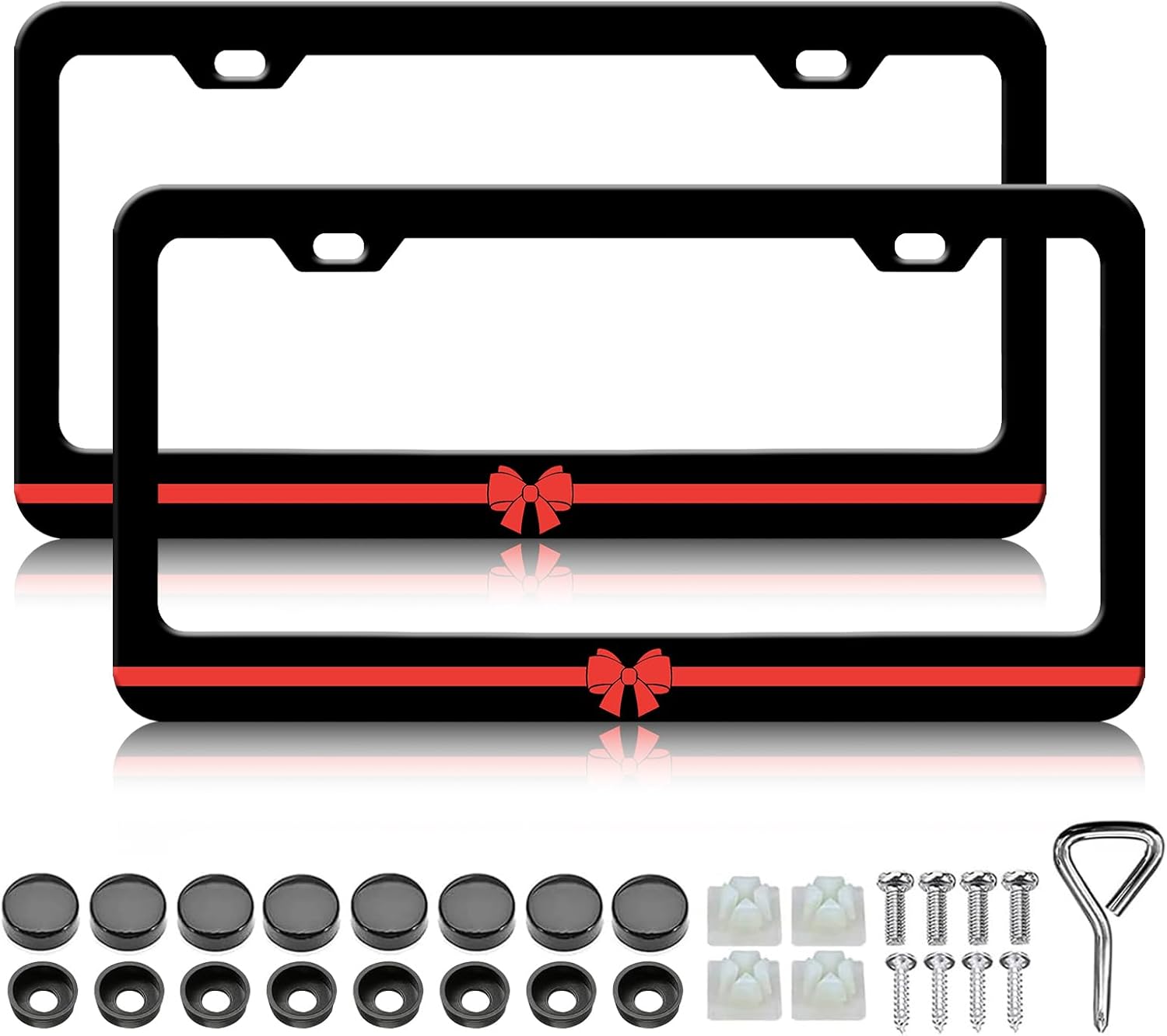 Paw Print License Plate Frame - 2 Pack Dog Paw Aluminum Metal License Plate Frames Holder Covers, Rust-Proof Waterproof Car Decorative Tag Frames for Standard US 12x6 Inch